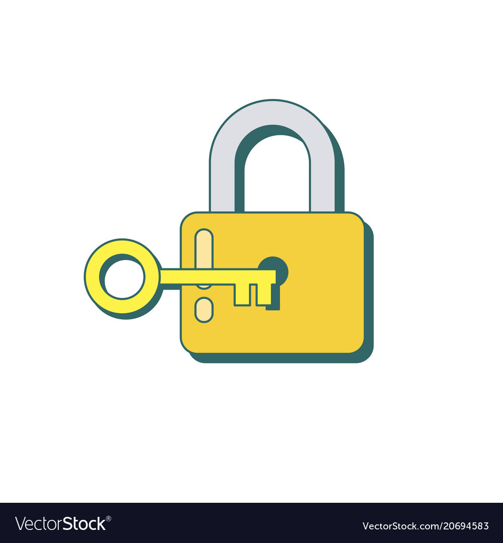 Lock and key icon in flat style.